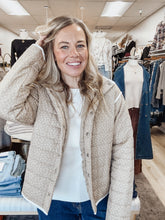 Whisper Meadow Ditsy Floral Lightweight Quilted Jacket with Piping Detail - Latte