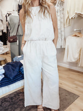 Bloom Floral Embroidered Soft Linen Elastic Waist Cropped Pant - Natural