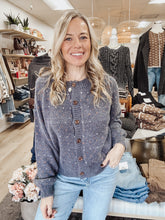 Honeyheart Multi Color Heart Pattern Cardigan Sweater - Navy