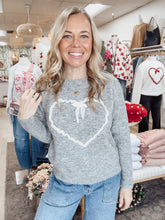 Hearts Entwined Knit Sweater - Grey