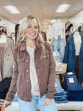 Cocoa Ridge Soft Washed Button Up Jacket with Pockets - Brown