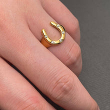 Zircon Inlaid Horseshoe 18K Gold Plated S.Steel Ring