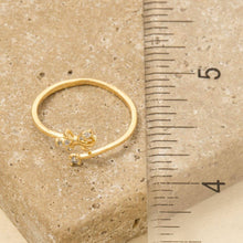 Gold Dipped Bow Ribbon Flower Ring: Silver