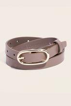 Long Oval Buckle Leather Belt - Silver/Black