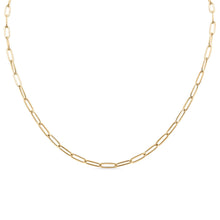 18K Gold Paperclip Chain Necklace Charm Bar - 14+02" / 2.5mm