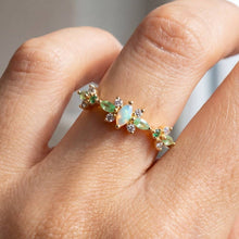 Delicate Multi Colored Cz Studded Ring: Gold