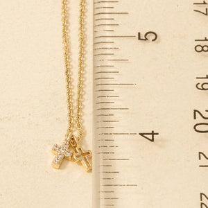 Secret Box Gold Dipped Cz Cross Pendant Necklace - Silver