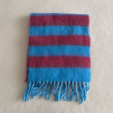 Blue-Brown Stripe Scarf - Thick Winter Wrap