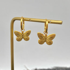 18K Gold Plated Stainless Steel Butterfly Huggie Earring