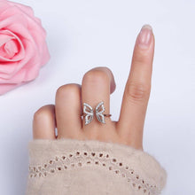 16K Gold Filled Clear Micro Paved CZ Open Butterfly Ring - Silver