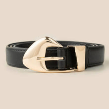 Fashion Warped Buckle Leather Belt: Silver/Tan
