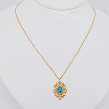Inlaid Turquoise 18k Gold Plated Stainless Steel Necklace