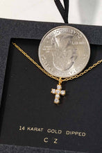 Secret Box Cz Mini Cross Charm Necklace - Gold