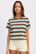 Fairway Stripe Boyfriend Tee - Wine Multi