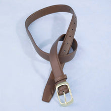Solid Rectangle Buckle Leather Belt: Gold/Black