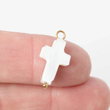 18K Gold PVD Stainless Steel Shell Cross Charm Bar Stainless - Silver