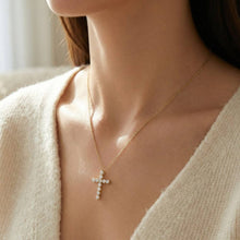 Cz Studded Cross Pendant Necklace - Gold
