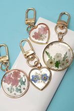BAG CHARM Key Chain PRESSED DRIED FLOWER HEART ROUND | 40KC163: HEART PINK
