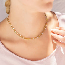 18K Gold PVD Stainless Steel White Confetti Chain Necklace Charm Bar: Stainless Steel Silver / 16+2"