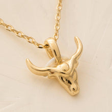 Western Bull Head Swappable Pendant Necklace - Gold