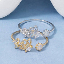 Cz Butterfly Flower Open Band Ring: Gold