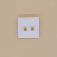 Round CZ- Champagne - Gold Earrings