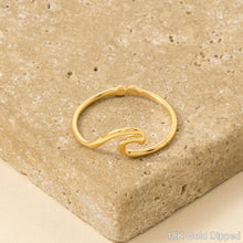 Gold Dipped Wave Cutout Adjustable Ring - Gold