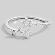Gold Dipped Cz Double Star Open Ring: Gold