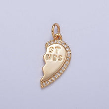 16K Gold Filled Best Friends Micro Paved Cubic Zirconia Breakable Heart Charm Bar