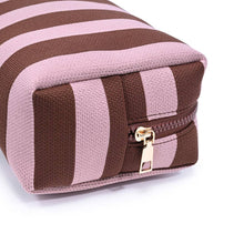 Essential Stripe Cosmetic & Travel Organizer Pouch: Red Pink