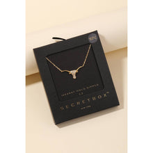 Secret Box Cz Stud Bull Head Pendant Necklace - Gold