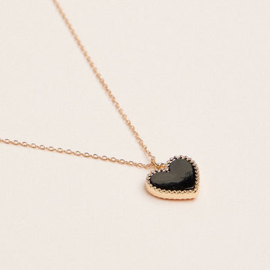 Heart Shaped Pendant Necklace - Black