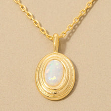 Gold Dipped Vintage Oval Opal Pendant Necklace - Gold