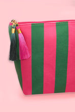 Striped Tassel Makeup Pouch - Pink/Ivory