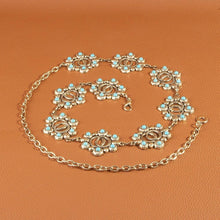 Turquoise Floral Concho Chain Belt - Silver
