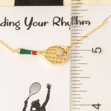 Gold Dipped Cz Enamel Tennis Pendant Necklace