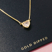 Cz Heart Pendant Gold Dipped Necklace - Gold