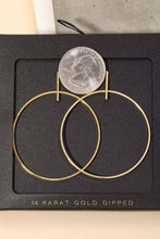 Gold Dipped Thin Hoop Drop Earring - Silver