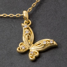 14K Gold Dipped Cz Butterfly Pendant Necklace: GD