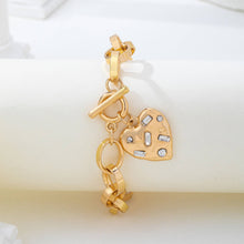 Crystal Heart Toggle Bracelet - Gold