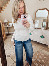 The Elsie Scallop Hem Fitted Top - Cream
