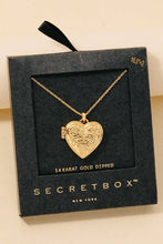Gold Dipped Intricate Heart Locket Pendant Necklace - Gold