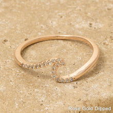 Gold Dipped Delicate Studded Wave Ring: Gold