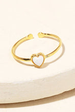 Gold Dipped Opal Heart Adjustable Ring - Gold