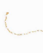 Gold Link Freshwater Pearl Station Chain Bracelet