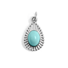 18K Gold PVD Stainless Steel Turquoise Tear Drop Charm Bar - Stainless Steel Silver