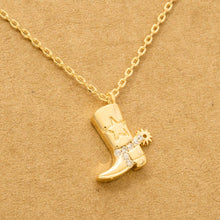 Cowboy Boots Pendant Necklace - Silver