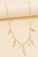 Fish And Pearl Charms Chain Necklace