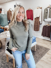 Evergreen Ultra Soft Mock Neck Classic Cut Sweater - Olive
