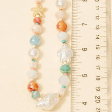 Pearl And Starfish Mixed Beaded Necklace - Gold